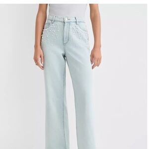 LOFT Light Indigo Pearlized Wide Leg Jeans 10 Petite